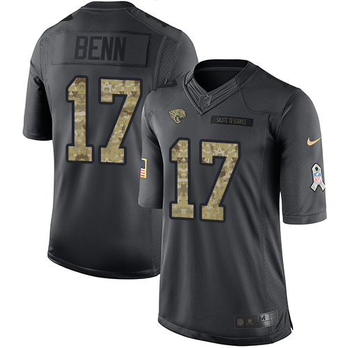 Men's Limited Arrelious Benn Nike Jersey Black - #17 2016 Salute to Service NFL Jacksonville Jaguars